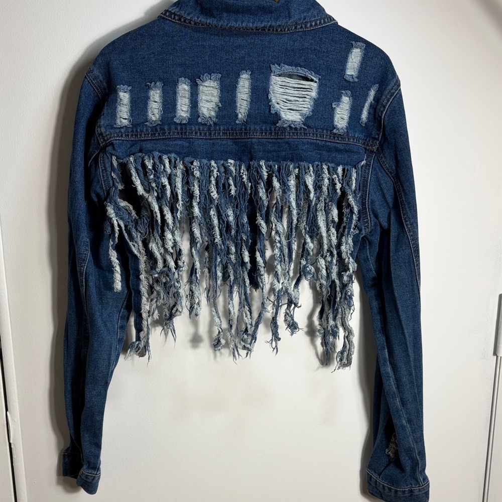 American Bazi Distressed Blue Denim Jacket - Picture 2 of 4